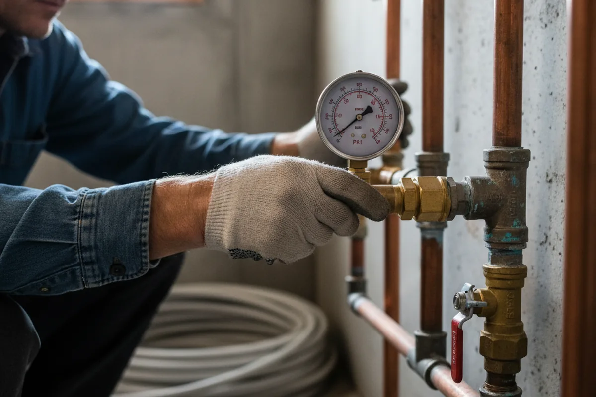 Pressure testing a repaired line during Water Line Repair in Coos Bay